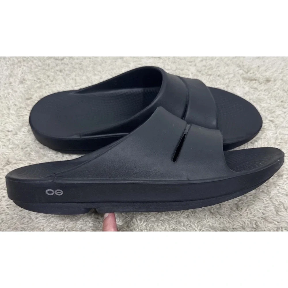 OOFOS OOAHH Slide Recovery Sandals Black Mens 13 Slip On Comfort Shoes Beach